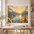 thumbnail image 4 of Sunburst Landscape with Floral Framing in a Serene Rustic Style for Nature Lovers, Botanical Wall Art, Housewarming Gift, Tapestry Wall Hanging for Living Room and Bedroom, 4 of 5