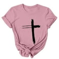 thumbnail image 5 of Daisyyozoid Nouvelles Arrivées Hauts pour Femmes Joyeuses Pâques Lettrage Imprimé Col Rond Manches Courtes Haut Manches Courtes Col Rond Chemise, 5 of 5