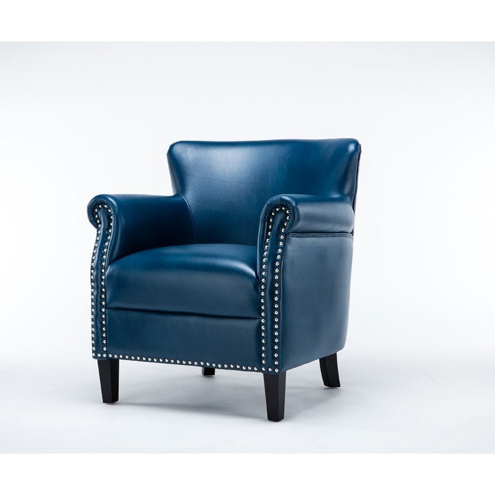 Cute Blue Leather Accent Chair w/2 Pillows