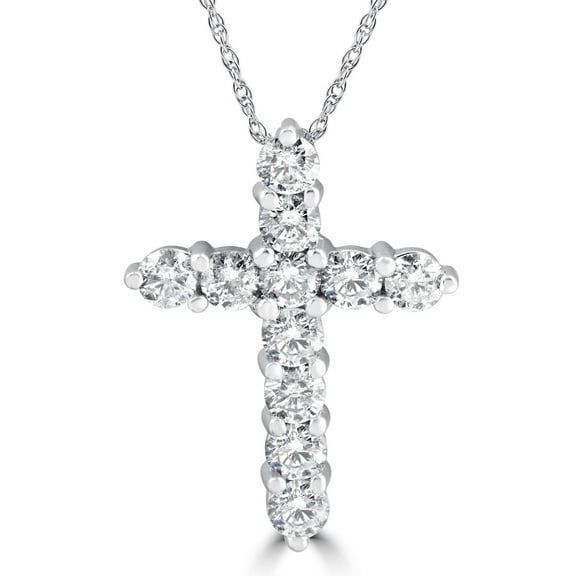 Pompeii 3CT Diamond Cross Pendant 14K White Gold Womens Round Brilliant Cut 18" Chain