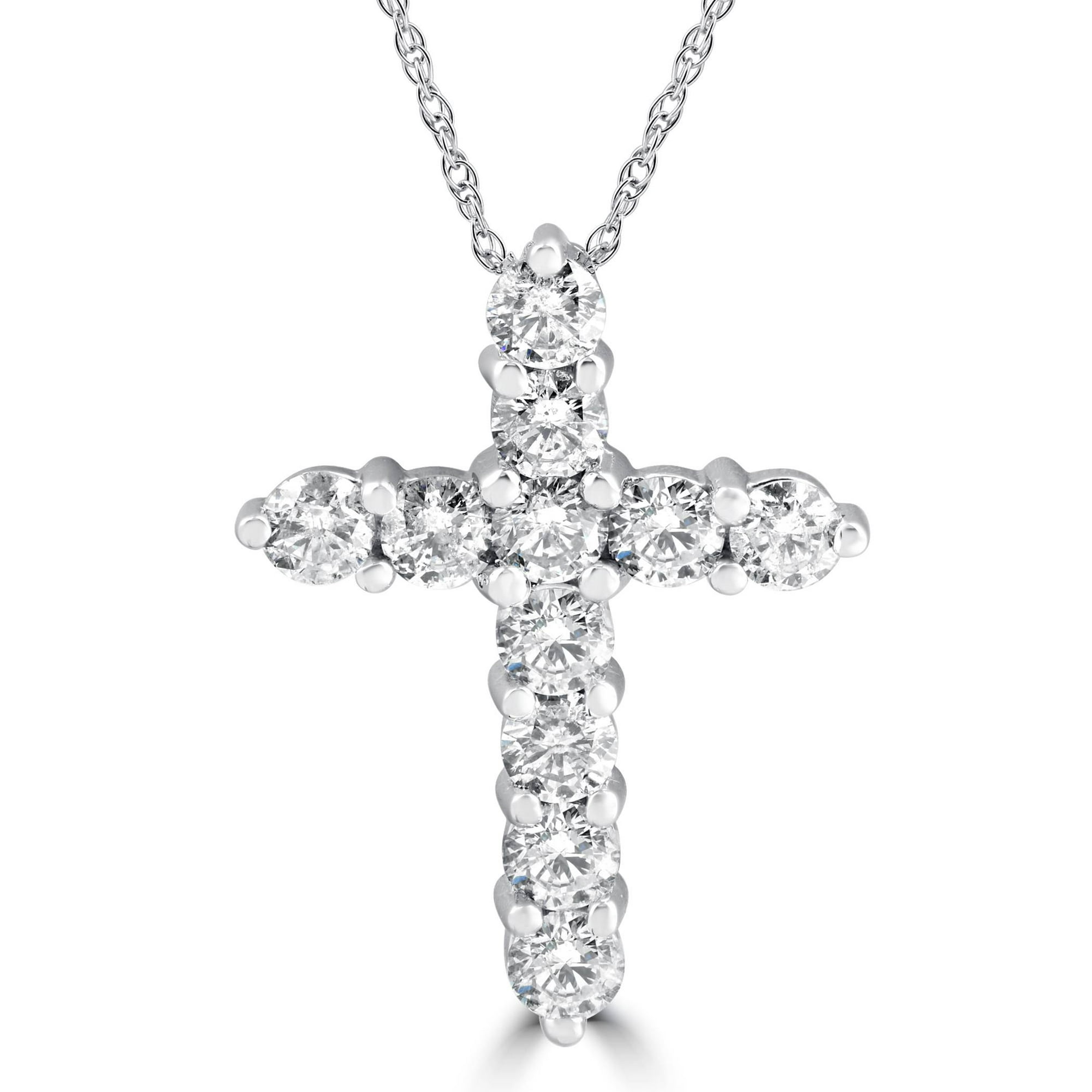 3ct Diamond Cross Pendant 14k White Gold Women S Round Brilliant Cut 1 Tall - Womens White Gold Cross Pendants 3ct Diamond Cross Pendant 14k White Gold Women S Round Brilliant Cut 1 Tall - Womens White Gold Cross Pendants