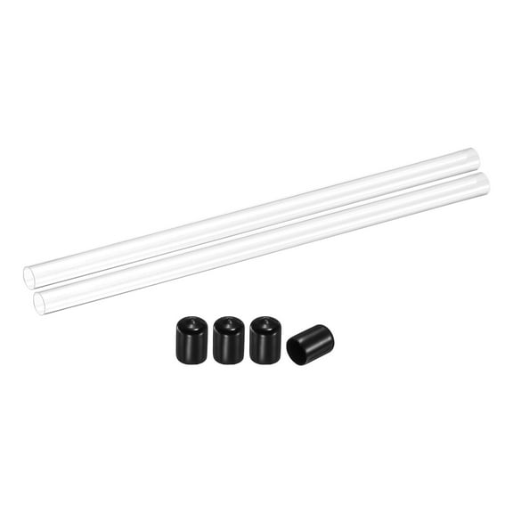 Uxcell 5 Pack Clear Rigid Acrylic Pipe, 10mm(0.39") ID x 14mm(0.55") OD 14" Round Polycarbonate Tube Plastic Tubing with Rubber Caps for Plumbing, Lighting, Aquarium, DIY Projects