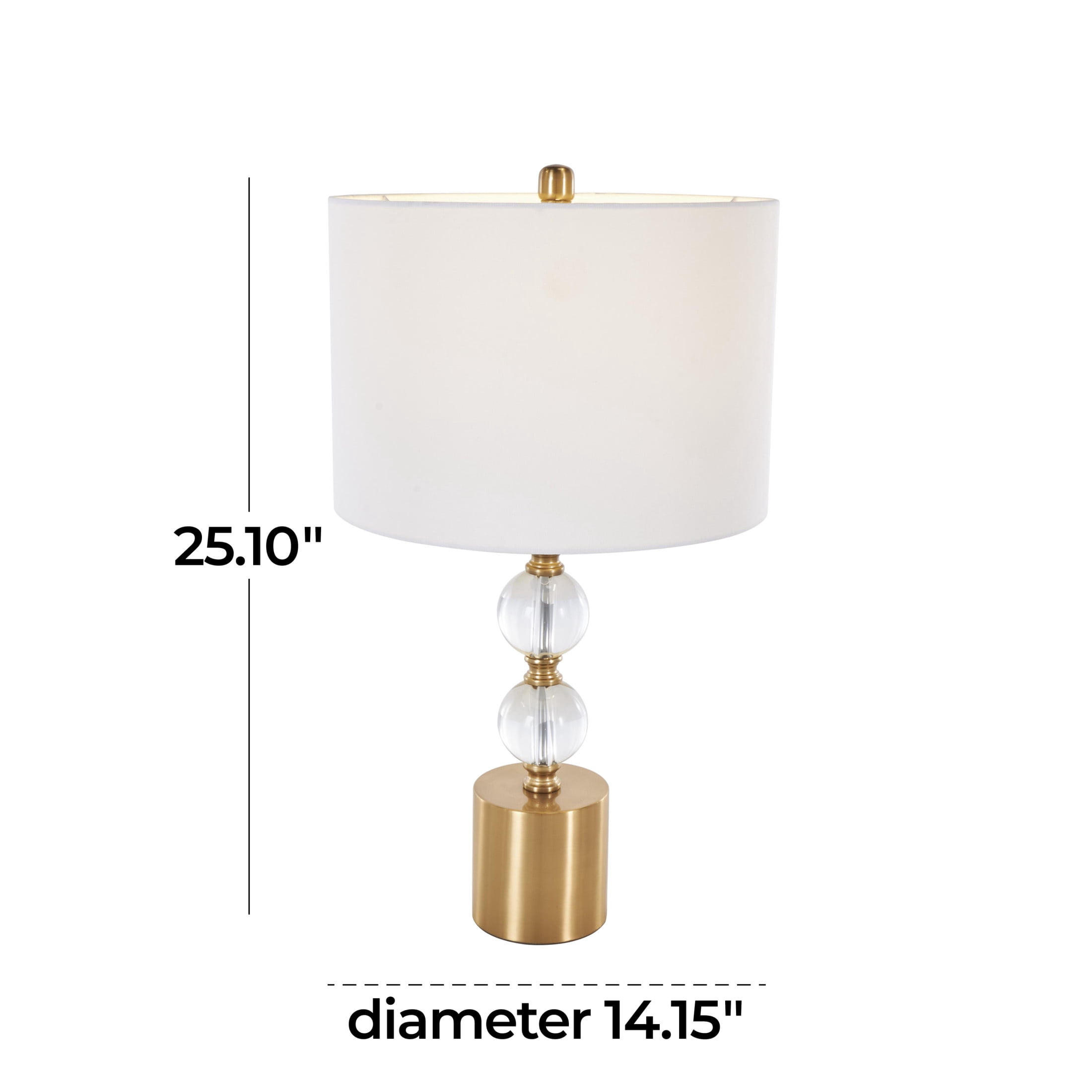 DecMode 25" Stacked Orbs Clear Table Lamp with White Linen Shade