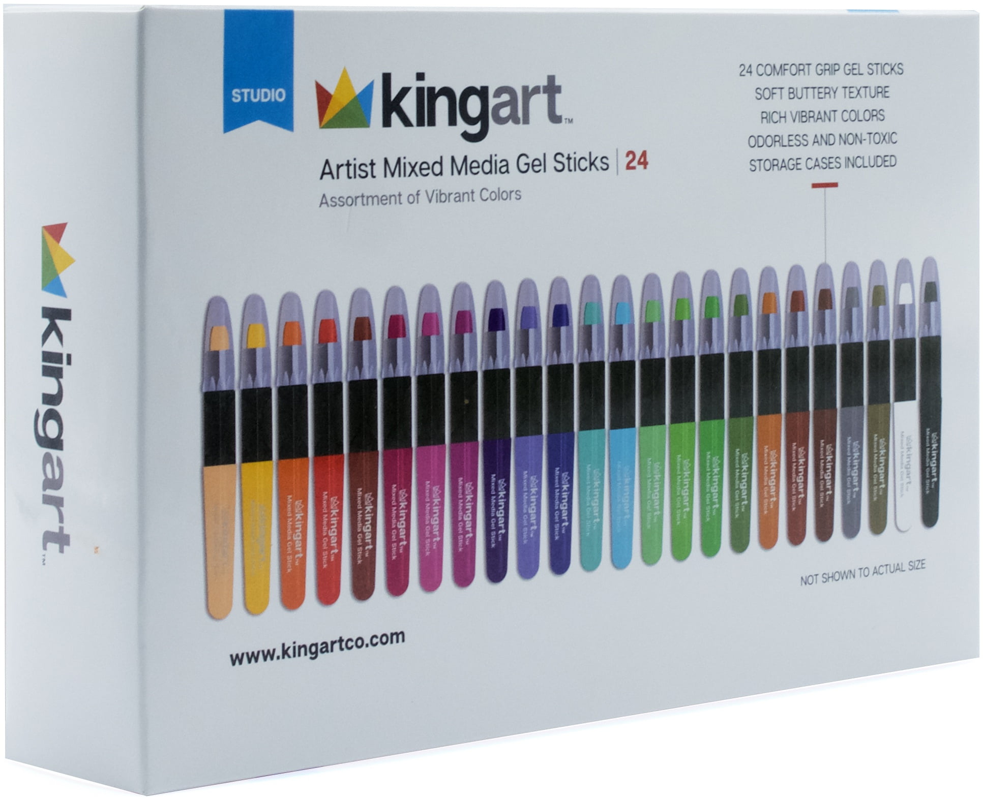  KINGART 580-24 GEL STICK Set, Artist Pigment Crayons, 24 Unique  Colors, Water Soluble, Creamy, and Odorless, Use on Paper, Wood, Canvas and  more