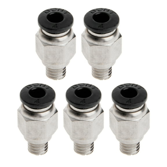 5 Pcs PC4-M6 Male Thread Straight Pneumatic Fitting for 4mm PTFE Tube Durable