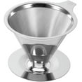 thumbnail image 1 of Stainless Steel Coffee Filter, Asixx Stainless Steel Coffee Dripper Stainless Steel Pour Over Coffee Dripper Double Layer Mesh Filter Cup Stand Home Office Use, 1 of 8