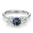 thumbnail image 3 of Gem Stone King 925 Sterling Silver Blue Mystic Topaz and Lab Grown Diamond Engagement Ring for Women | 2.00 Cttw | Round 6MM | Gemstone November Birthstone | Size 6, 3 of 6