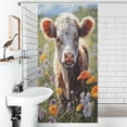 thumbnail image 4 of Farmhouse Highland Cow Funny Cattle And Flower Shower Curtain Modern Home Bathroom Bathtub Decor Waterproof Fabric with 12PCS Hooks, 4 of 8