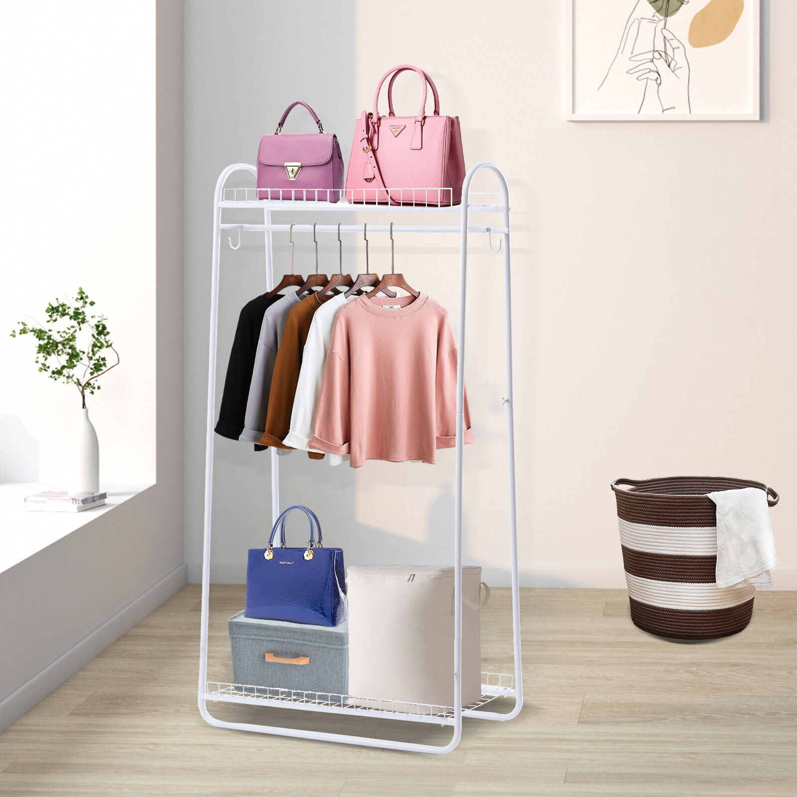 Modern Clothes Rack 2 hooks Clothing Shops Garment Rack Belts Bags