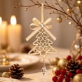 thumbnail image 2 of Toycle Hollow Metal Christmas Ornaments Golden Hanging Decor With Bow Crystal Xmas Tree Decorations For Decor C, 2 of 6