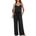 thumbnail image 5 of VISALY Womens Loungewear Set Two Piece Sets for Women Summer, Suspender Top Pajama Set 2 Sets for Women 's Summer 2 Outfits Top Long, Womens Sleepwear Set Sleepwear Sets, Black,XXL, 5 of 10