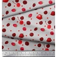 thumbnail image 2 of Soimoi Rayon Crepe Fabric Raspberry,Strawberry & Cherry Fruits Print Fabric by The Yard 46 Inch Wide, 2 of 3