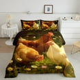 thumbnail image 2 of Chicken Queen Size Quilt Vintage Rooster Bedding Set Rural Scenery Style Comforter Set Teens Farmhouse Animlas Duvet Insert, 2 of 6