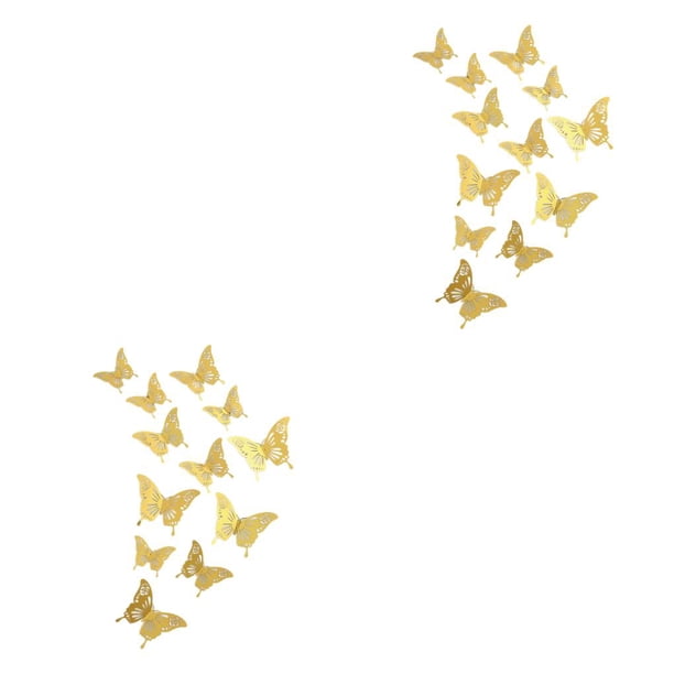 Paquete de 12 Pegatinas de Pared 3D Naiovety Decoración de Animales Color Oro Plata Oro Rosa