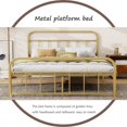 thumbnail image 3 of alazyhome Classic Metal King Size Platform Bed Frame, Gold, 3 of 5