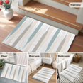 thumbnail image 5 of Blue Khaki 2x3 Area Rugs for Living Room, Striped Concise Brush Abstract Non Slip Floor Mat Washable Low-Profile Indoor Carpet for Bedroom, Dining Room, Bathroom, 5 of 9