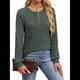 thumbnail image 3 of Suéter para Mujer, Camisetas Henley de Larga, Túnicas para Usar con Leggings, Suéteres de Cuello Redondo A . Verde S, 3 of 8
