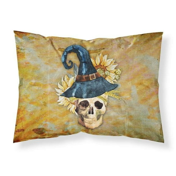 Day of the Dead Witch Skull Fabric Standard Pillowcase
