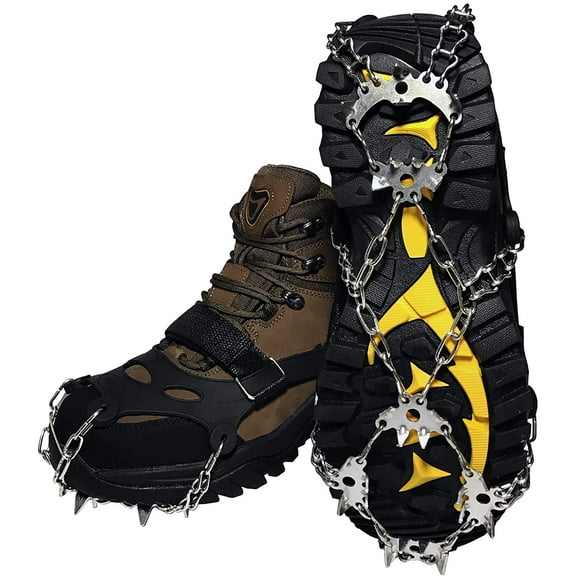 Crampons Traction Ice Cleats Ice Snow Grips with Anti Slip 24 Stainless Steel Spikes for Walking Fishing Jogging Climbing Mountaineering Hiking on Snow and Ice