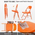 thumbnail image 3 of Ktaxon Metal Outdoor and Indoor Party Sturdy and Versatile Folding Chairs, Orange ("Set of 4"), 3 of 8