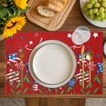 thumbnail image 4 of Independence Day Placemats Set of 4, 4th of July Red Striped Stars Patriotic Placemats for Dining Table, Place Mats for Kitchen Tabletop, Waterproof Wipeable Dining Table Mats Set, 4 of 9