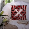 thumbnail image 3 of Letter X Football Cardinal and White Fabric Decorative Pillow, 3 of 4