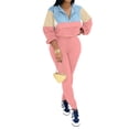 thumbnail image 3 of Aomice Two Women's 2 Piece Outfits Lapel Half Zip Long Sleeve Sweatshirts Sweatpants Tracksuit Casual Sweatsuits-Pink-2XL, 3 of 6