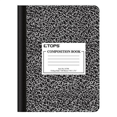 TOPS Composition Book, College Rule, 100 Pages, Black Marble