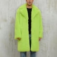 thumbnail image 2 of Men's Faux Fur Coat Mid Length Notch Lapel Collar Fluffy Jacket Long Trench Coat Cardigans Winter Warm Outerwear (3XL, Green), 2 of 7