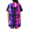 thumbnail image 3 of Picia Neon Toy Cat Reflections Pajamas Sets for Women Soft Short-Sleeved Pjs with Lounge Shorts Two Piece Sleepwear-XX-Large, 3 of 9