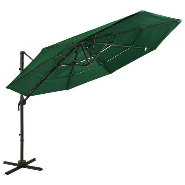 vidaXL 4-Tier Parasol with Aluminium Pole Green 3x3 m