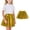 Gold, variant on Girls Gold Shiny Pleated Skirt for Holiday Party, Metallic A-Line Dance Skirt Kids with Elastic Waist, Performance Celebration Skirt,Size 8-9T