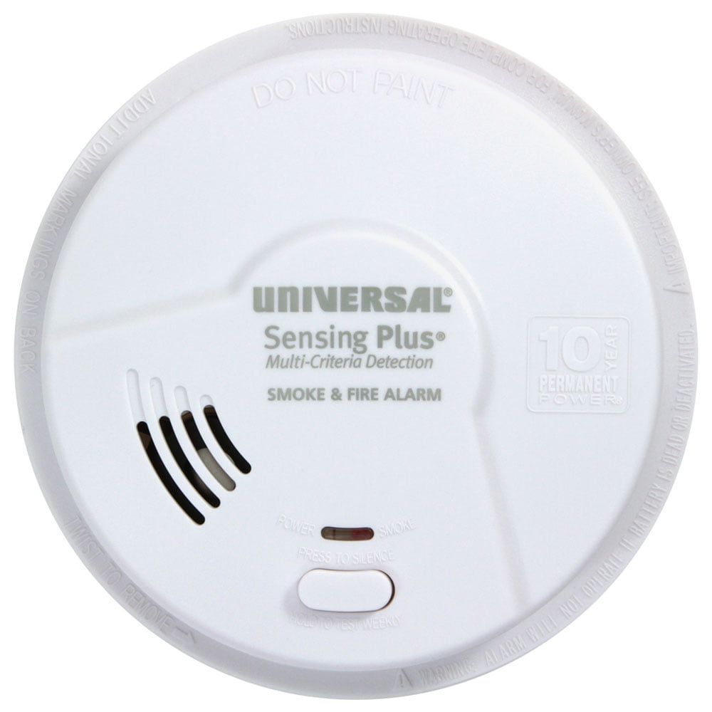 (4 pack) Universal Security Instruments, Sensing Plus, Kitchen Smoke & Fire Alarm, with 10-Year Alarm.