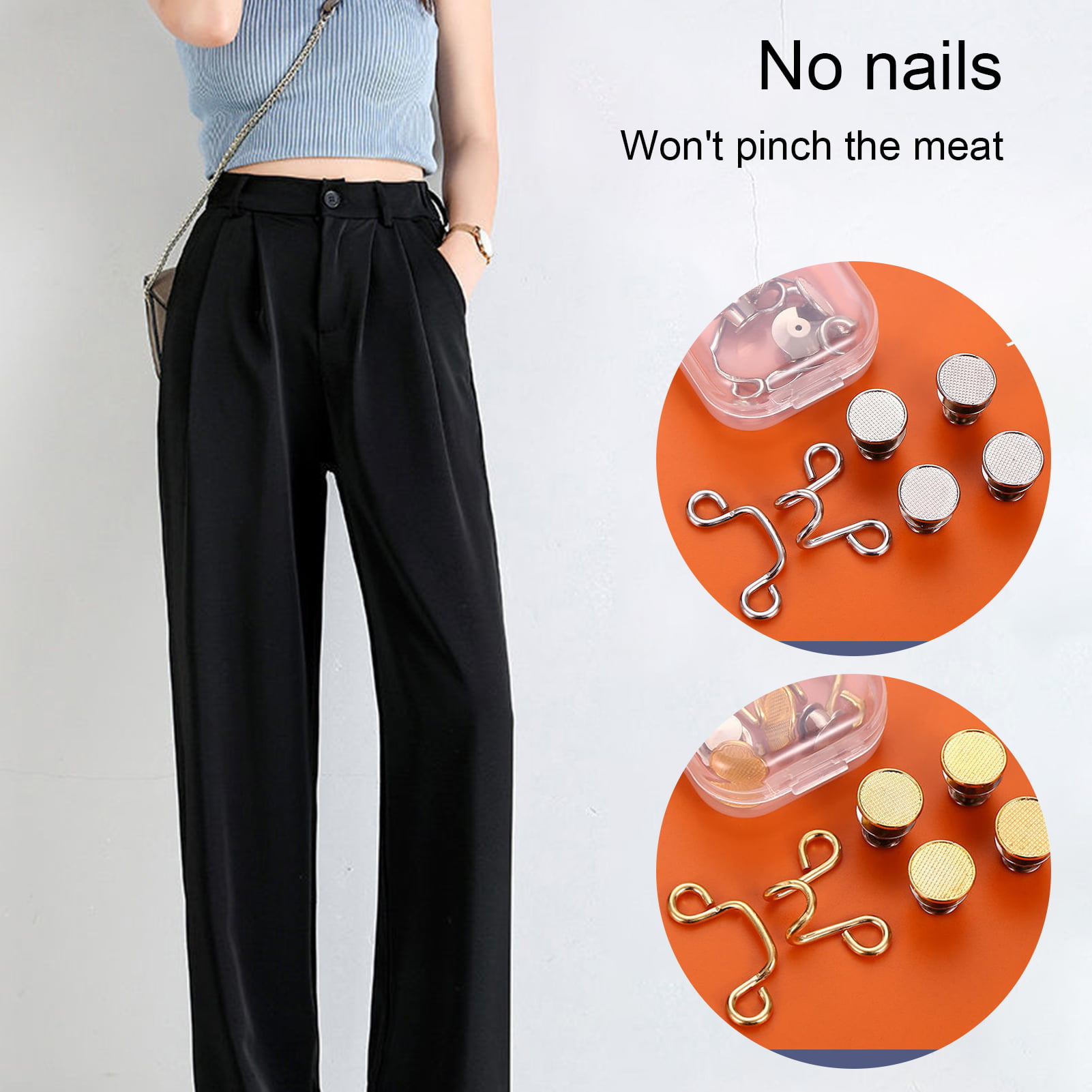 4Pc Metal Jeans Button Snaps - Detachable Pants Clips Waist Tightener