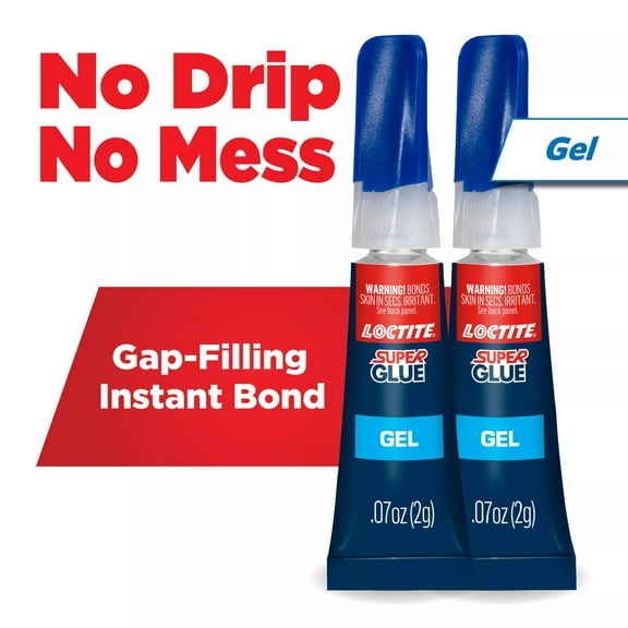 Loctite Super Glue Gel Tube, 1 Pack of 2 Tubes, Clear 0.07 oz Tubes