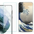 thumbnail image 1 of Slim-Fit TPU Fashion Phone Case for Samsung Galaxy S22 5G, with Tempered Glass Screen Protector, by OneToughShield ® - Great Wave, 1 of 4