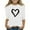 White, variant on Riecok 3/4 Sleeve Blouses for Girls Valentine's Day Crewneck Shirts Tops Heart Print Versatile Summer Clothes