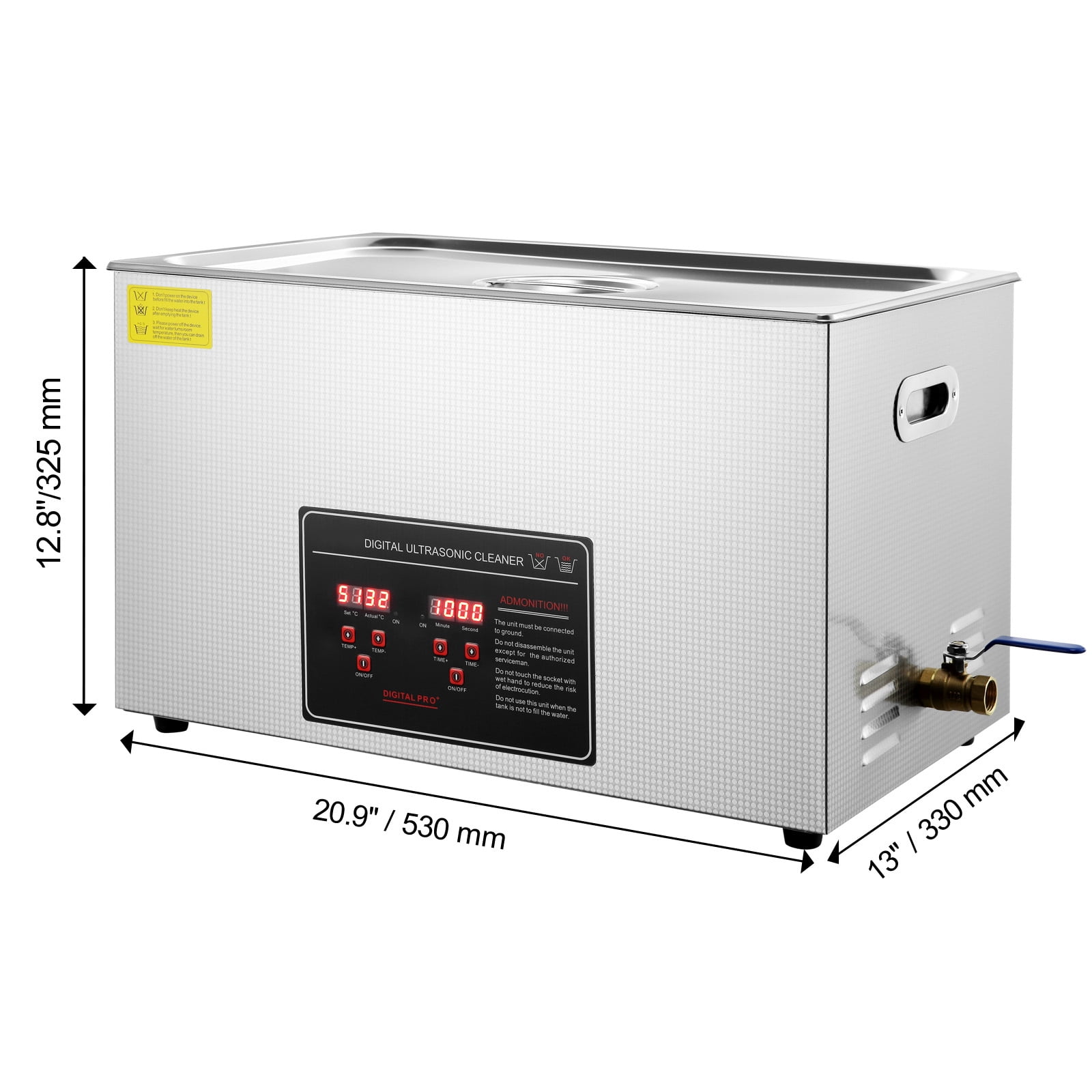SKYSHALO Digital Ultrasonic Cleaning Device, Professional Jewelry and Watch Cleaner, Stainless Steel Machine with Heater and Timer for Glasses, Rings, Small Items, and Circuit Boards (30L)