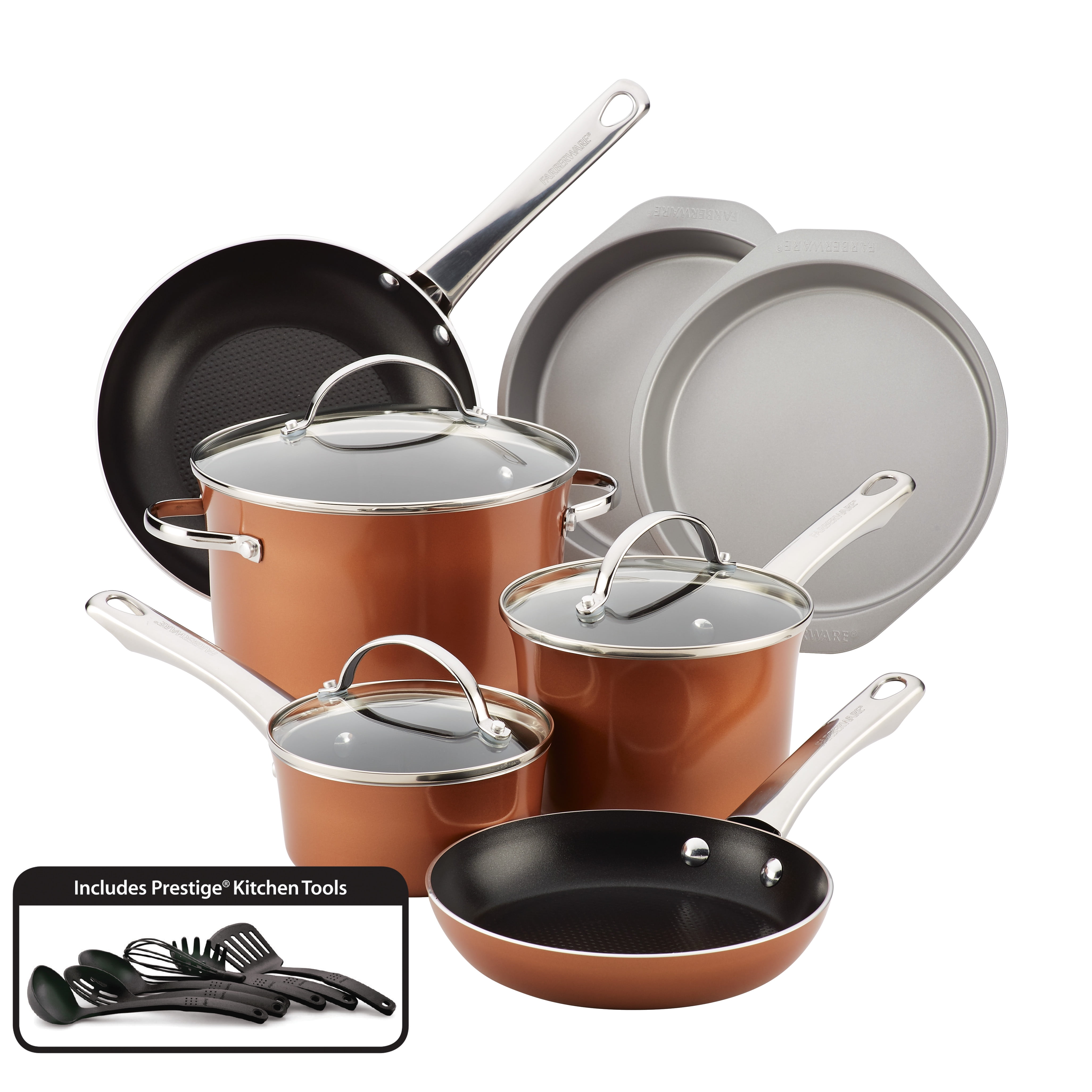 Farberware Luminescence Aluminum Nonstick Cookware Set, 16Piece