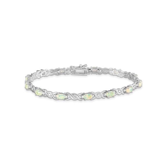 Gem & Harmony Lab Created Opal XO Bracelet in Sterling Silver (7.00 inch) for Women
