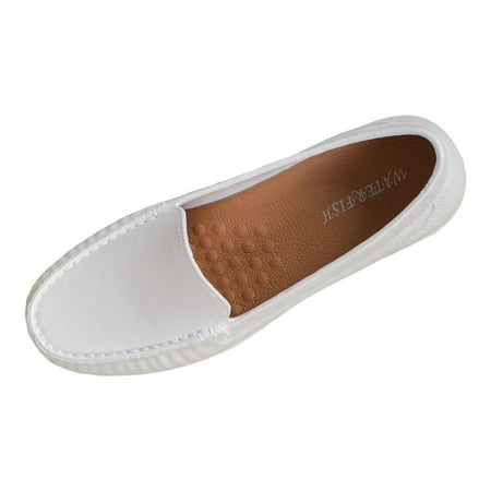 

Blphud Work Shoes for Women Summer Shoes for Women 2024 Shoes for Women Leather Casual Shoes Fashionable New Pattern Solid Color Simple and Thick Sole Comfortable and Non Slip Slip on Shoes White 37