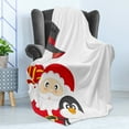 thumbnail image 4 of Christmas Soft Flannel Fleece Throw Blanket, Friendly Happy Santa Claus Penguin Snowman Holiday Design, Cozy Plush for Indoor and Outdoor Use, 50" x 60", Charcoal Grey Red White, by Ambesonne, 4 of 5