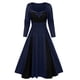 thumbnail image 1 of ICHUANYI Clearance Fashion Women Plus Size Halloween Skull Lace Insert Mock Button Bowknot Dress(Navy, L) ICHUANYI WER2023081403240, 1 of 3