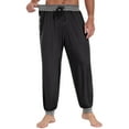 thumbnail image 3 of GIRUNS Men's Pajama Pants Soft Casual Sleep Pants With Pockets Elastic Waistband Sleepwear Pants With Drawstring PJ Black L, 3 of 6