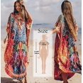 thumbnail image 1 of 2022 caftán marroquí estampado bohemio vestido De verano túnica larga mujer De talla grande ropa De playa traje De baño cubrir bata De Plag, 1 of 2