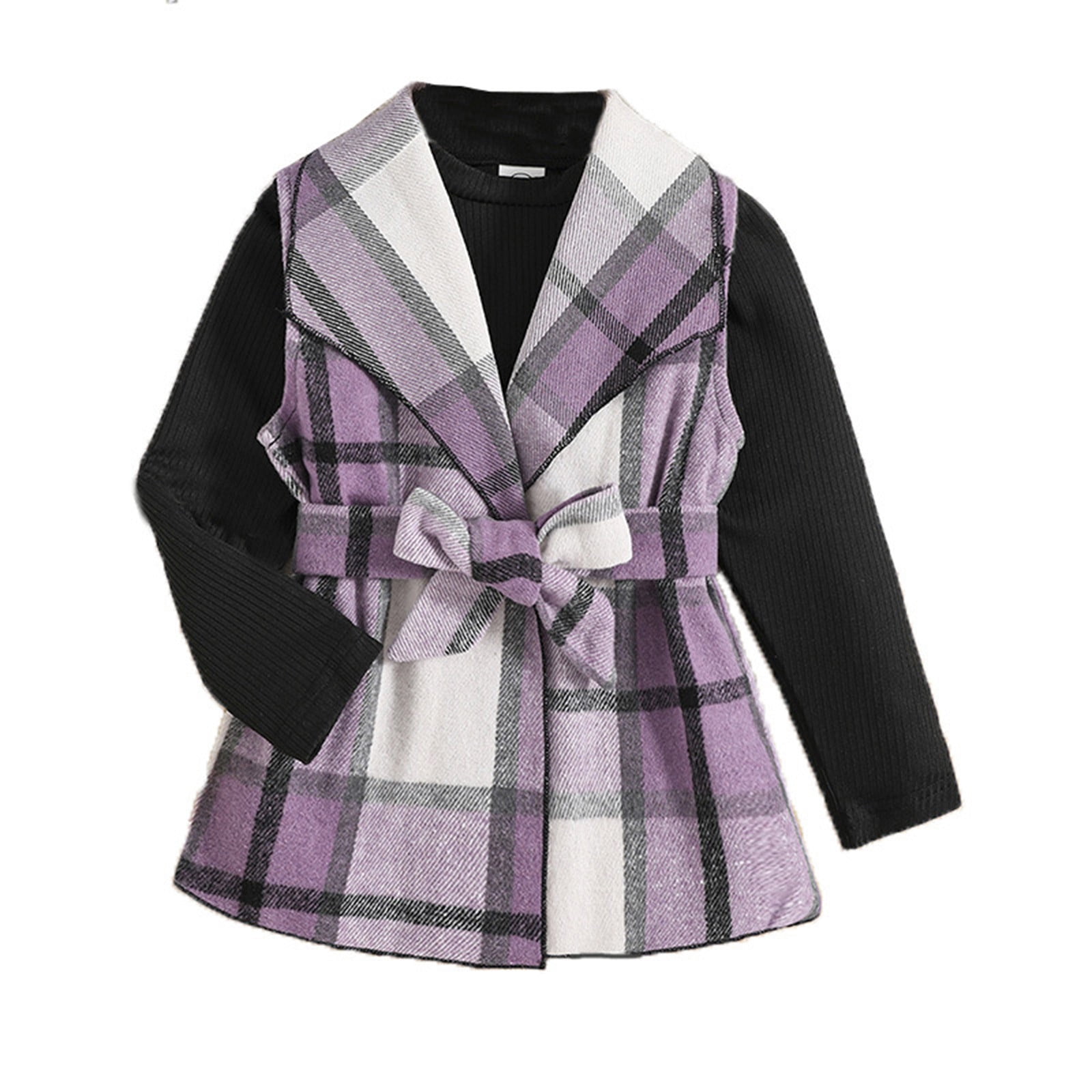 TopLLC Girls dresses Girls Suit Fall And Winter New Korean Style Knitted Bottoming Shirt Top British Style Plaid Skirt Jacket children dress Walmart