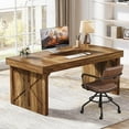 thumbnail image 3 of Tribesigns 63 Inch Executive Computer Desk, Rustic Simple Wood Office Desk, Large Study Writing Table Business Workstation for Home Office, 3 of 6