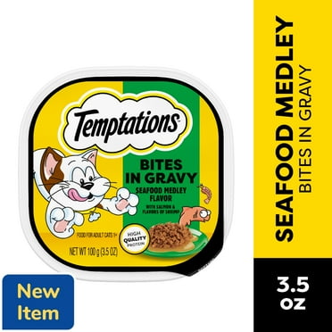 Pack of 2 Temptations Adult Wet Cat Food Flavor Bites in Gravy Seafood Medley, 3.5 oz (Package May Vary)