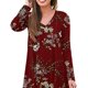 thumbnail image 2 of Camiseta femenina con cuello en V, estampado Floral, manga larga, suave, transpirable, Top para mujer para oficina, citas en casa, 2 of 5