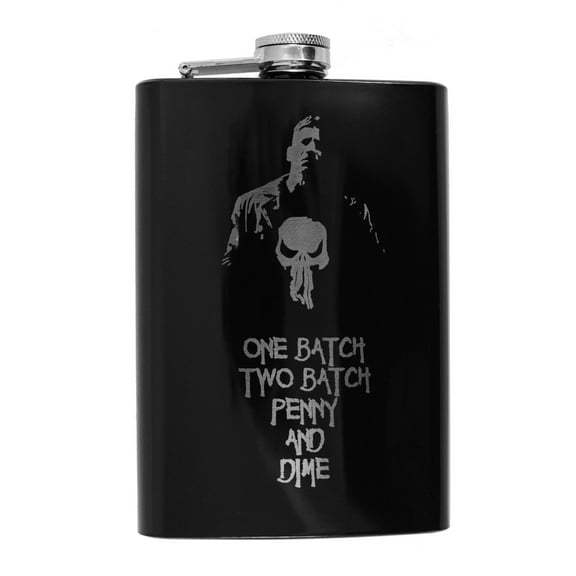 8oz BLACK Penny and Dime Flask L1